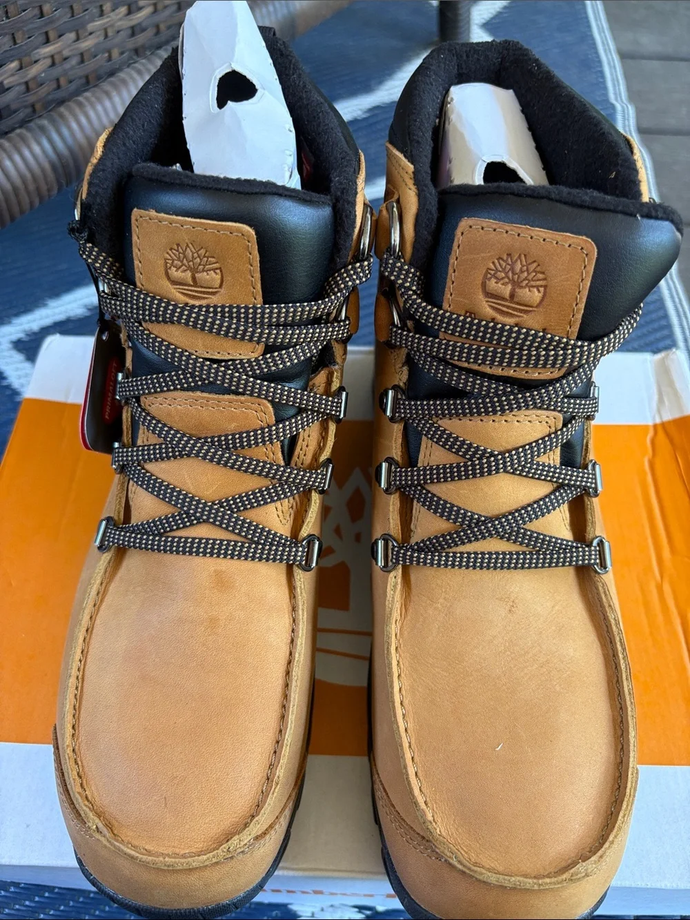 Timberland Wheat/Tan Men's Lace-Up Work Boots with Black Collar